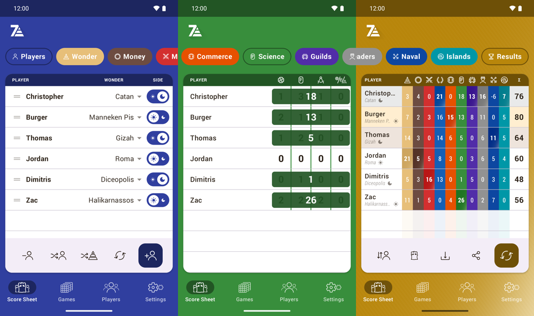 7 Wonders Score Sheet